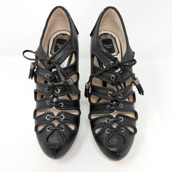 Dior Lace Up Heels Black Runway 2009 Fall Christian Dior High Heel Pumps - Picture 3 of 11